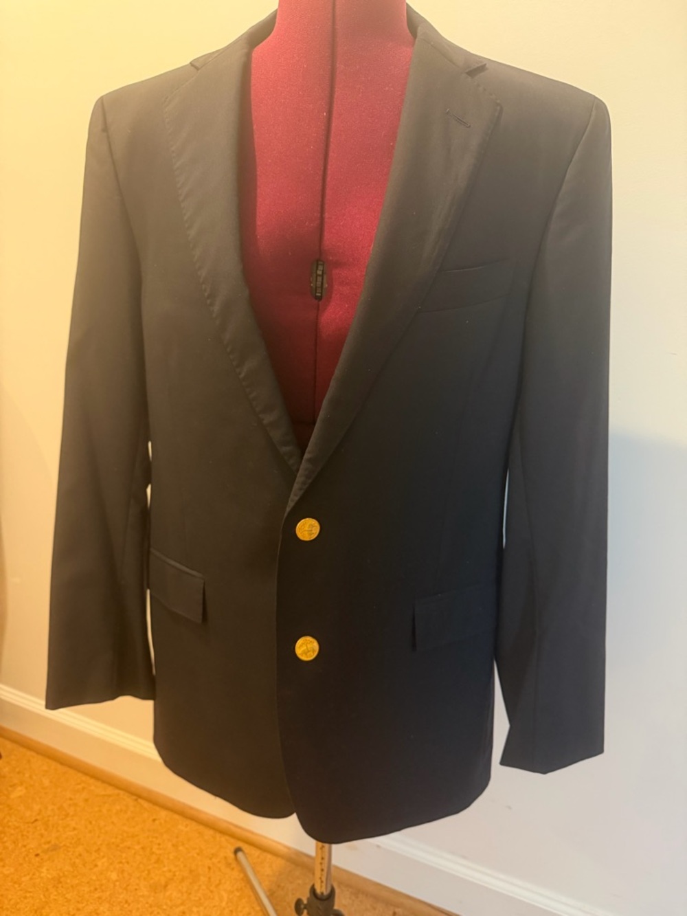 Brooks Brothers Black Two-Button Gold-Button Blazer